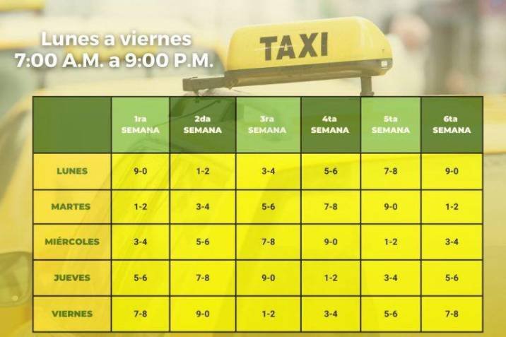 imagen pico y placa taxis en bucaramanga 2023